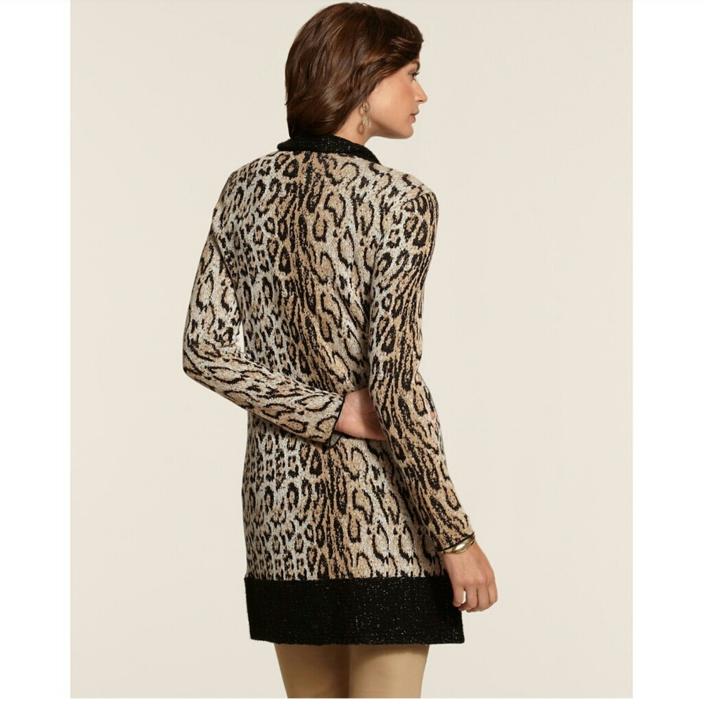 Chico's Vivid Cheetah Amelia Long Cardigan - Picture 3 of 8